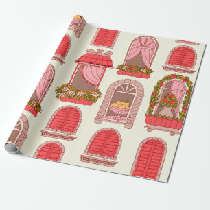 Vintage Fensterdarstellung Geschenkpapier