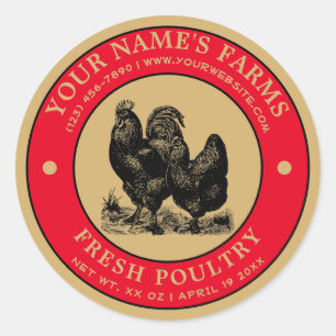 Vintage ferme de volaille fraîche Étiquette Modèle