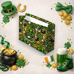 Vintage-Festliche Irische Glück St. Patrick-Muster Große Geschenktüte