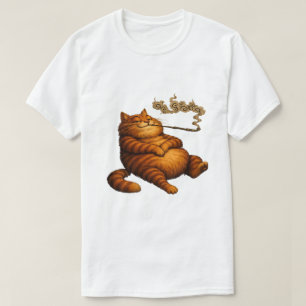 Vintage fettes orangefarbenes Katzchen, das Pfeife T-Shirt