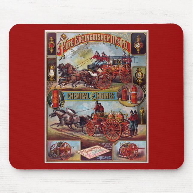 Vintage Feuerlöscher-Werbung Mousepad (Vorne)