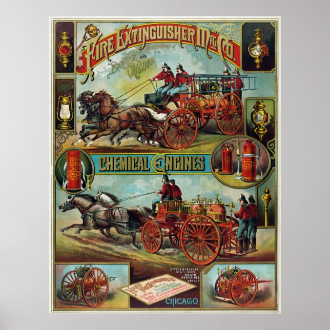 Vintage Feuerlöschwerbung Poster (Vorne)