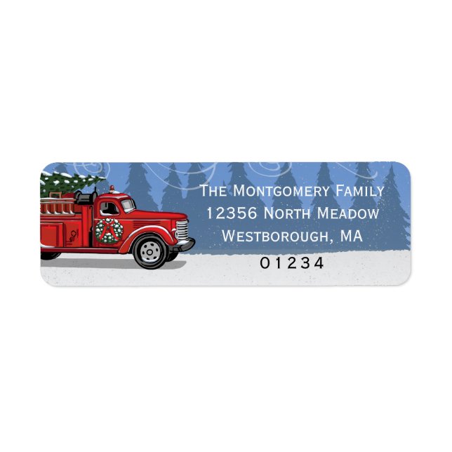Vintage Feuerwehr Weihnachtsbaum Blue Adresse (Vorne)