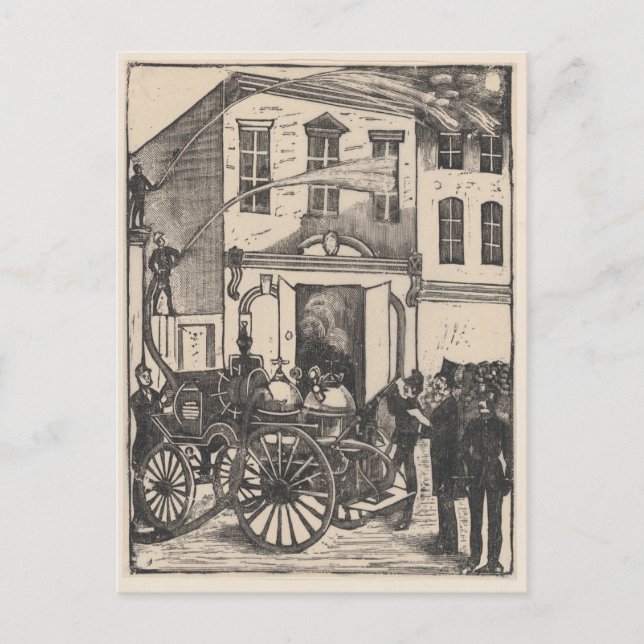 Vintage Feuerwehrleute, die Feuer auslöschen Postkarte (Vorderseite)