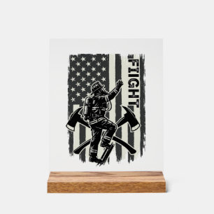 Vintage-Feuerwehrmann-Flagge-Kampf-Shirt-Design_1 Acrylschild