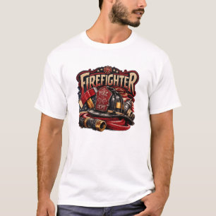Vintage-Feuerwehrmann Retro-Emblem-Design T-Shirt