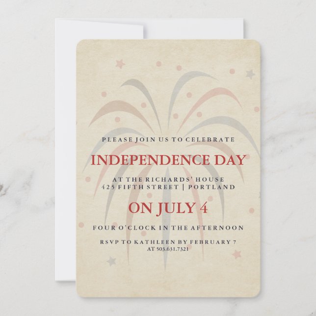 Vintage Feuerwerke 4. Juli Party Einladung (Vorderseite)