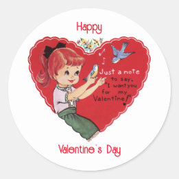 Vintage fille avec sticker de coeur