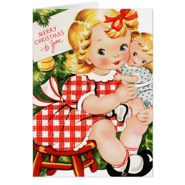 Vintage fille de 1950 avec poupée (Devant)