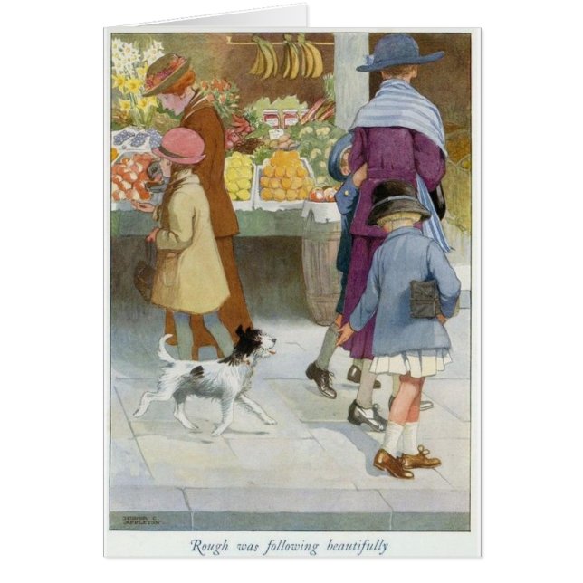 Vintage - Fille suivie d'un chien, (Devant)