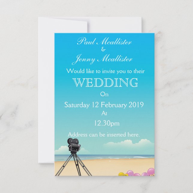 Vintage Filmkamera Hochzeit einladen Einladung (Vorderseite)