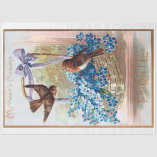 Vintage Finish mit Blue Valentine Vergessen Sie Me Seidenpapier
