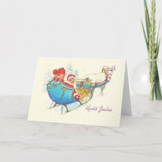 Vintage finnische Hyvää Joulua Weihnachtskarte Feiertagskarte (Vorderseite)