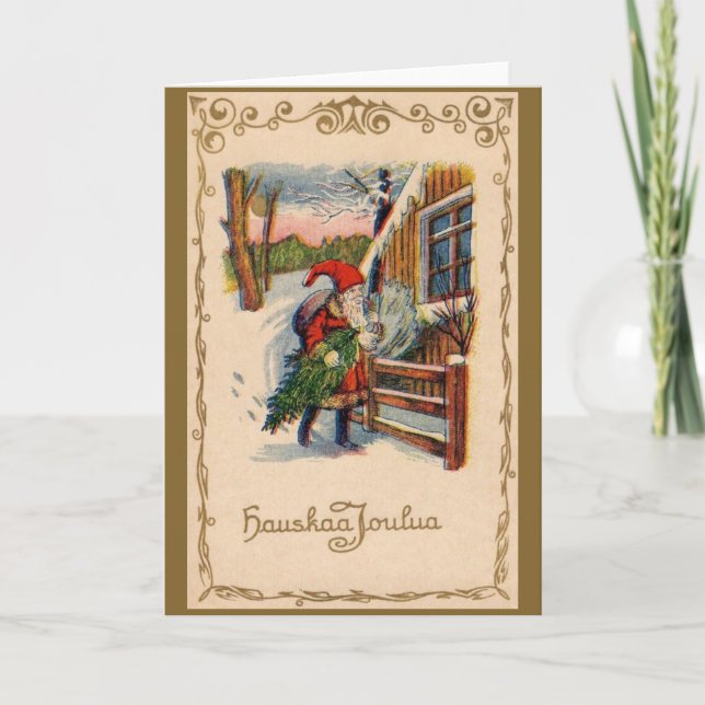 Vintage finnische Weihnachtskarte Feiertagskarte (Vorderseite)