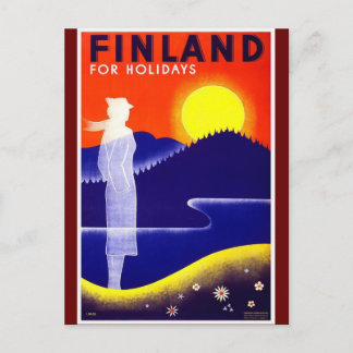 Vintage-Finnland-Reiseposter-Design Postkarte