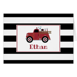 Vintage Fire Truck Merci Note