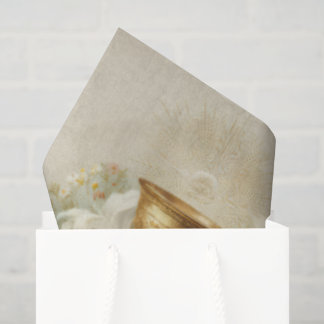 Vintage First Holy Communion Chalice White Lilies Seidenpapier