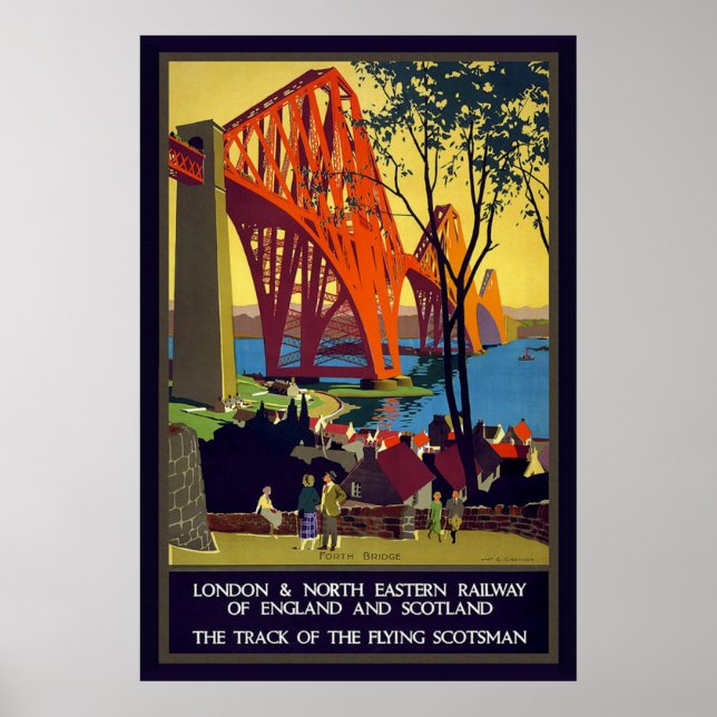 Vintage Firth-of-Forth-Brücke Schottland Poster (Vorne)