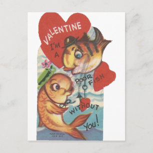 Vintage-Fisch Valentinstag Feiertagspostkarte