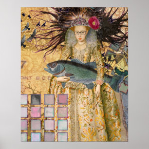 Vintage Fische Frau Gothic Klassiker Poster