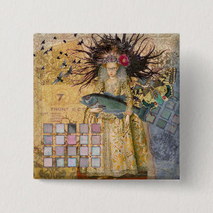 Vintage-Fische-Frau-Gotik-Klassiker Button