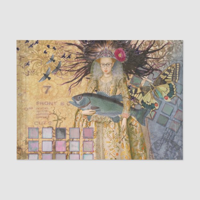 Vintage Fische Gotische Klassik Seidenpapier (Vorderseite)