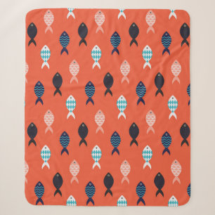 Vintage Fische, korallenrotes Muster. Sherpadecke