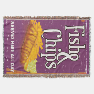 Vintage Fische und Pommes Frites Poster Decke