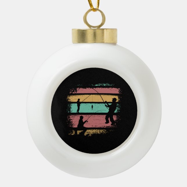 Vintage Fischerei Keramik Kugel-Ornament (Vorderseite)