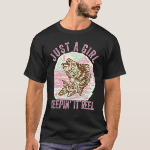 Vintage Fischerei nur ein Mädchen Behalte es Rolle T-Shirt