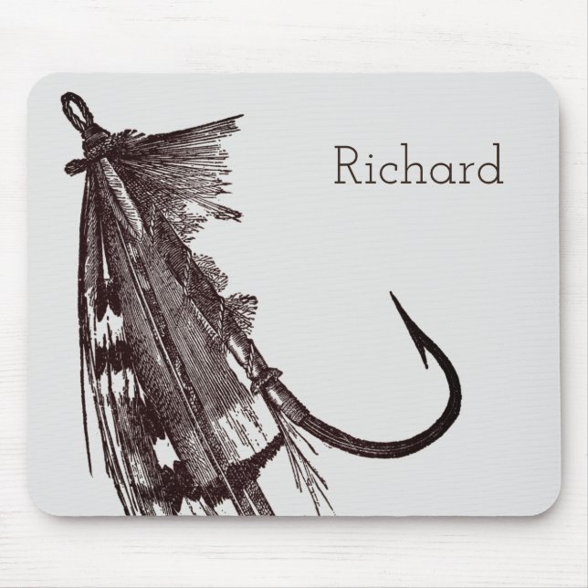 Vintage Fischlockere mit Federn Mousepad (Vorne)