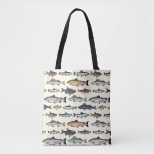 Vintage Fischzeichnungen, nahtlos. Tasche