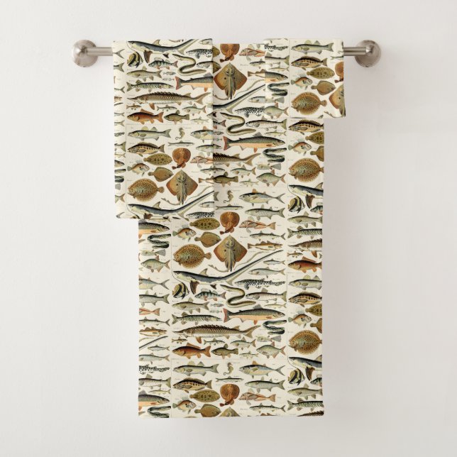 Vintage Fish by Adolphe Millot Badhandtuch Set (Insitu)