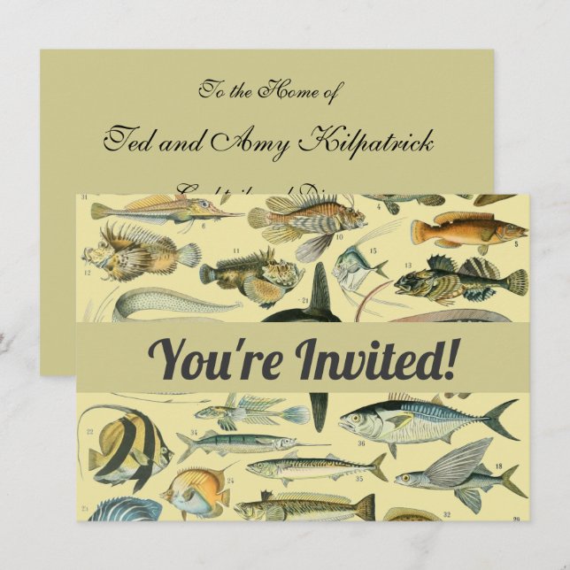 Vintage Fish Scientific Fishing Art Einladung (Vorne/Hinten)