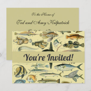 Vintage Fish Scientific Fishing Art Einladung
