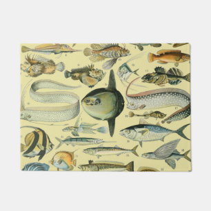 Vintage Fish Scientific Fishing Art Fußmatte