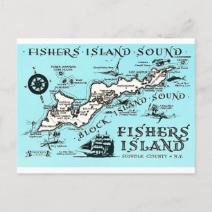 Vintage Fishers Island NY Karte