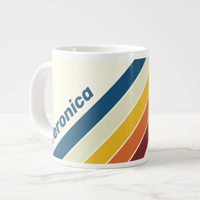 Vintage Five Stripes with Name Jumbo-Tasse (Vorderseite Links)