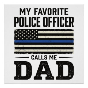 Vintage-Flag-Shirt-Design für Polizeibeamten-Vater Poster
