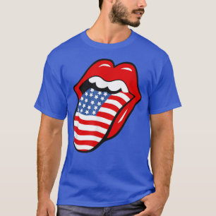 Vintage Flag Tongue und Lips USA Patriotic America T-Shirt