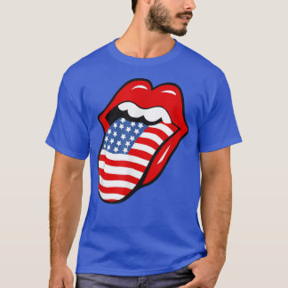 Vintage Flag Tongue und Lips USA Patriotic America T-Shirt