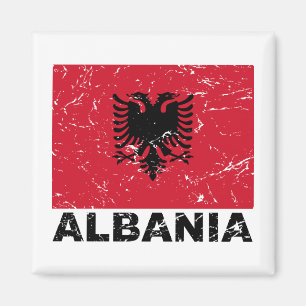 Vintage Flagge Albaniens Magnet