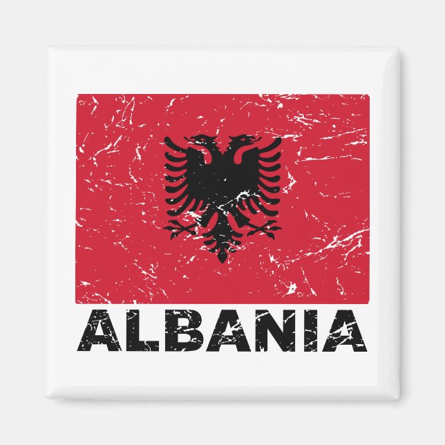 Vintage Flagge Albaniens Magnet (Vorne)