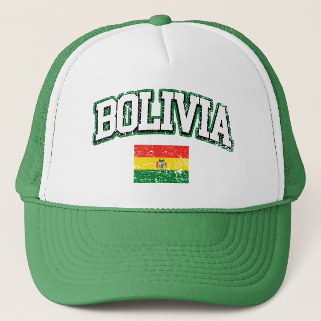 Vintage Flagge Boliviens Truckerkappe (Vorderseite)