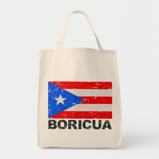 Vintage Flagge Boricua Puertos Rico Tragetasche (Vorne)