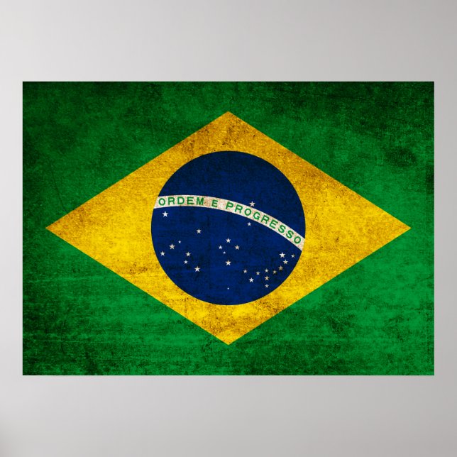 Vintage Flagge Brasiliens Poster (Vorne)