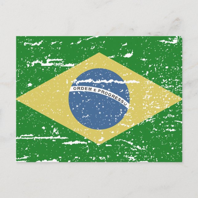 Vintage Flagge Brasiliens Postkarte (Vorderseite)
