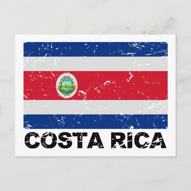 Vintage Flagge Costa Ricas Postkarte (Vorderseite)