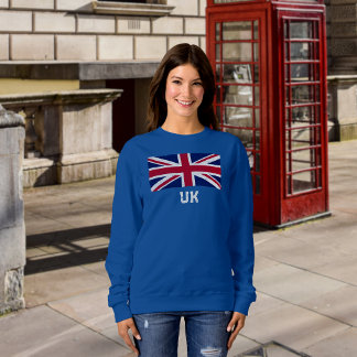 Vintage Flagge der Union (Weißer Text "UK") Frauen Sweatshirt
