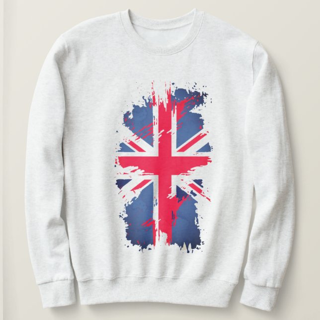 Vintage Flagge des Vereinigten Königreichs Red Blu Sweatshirt (Design vorne)